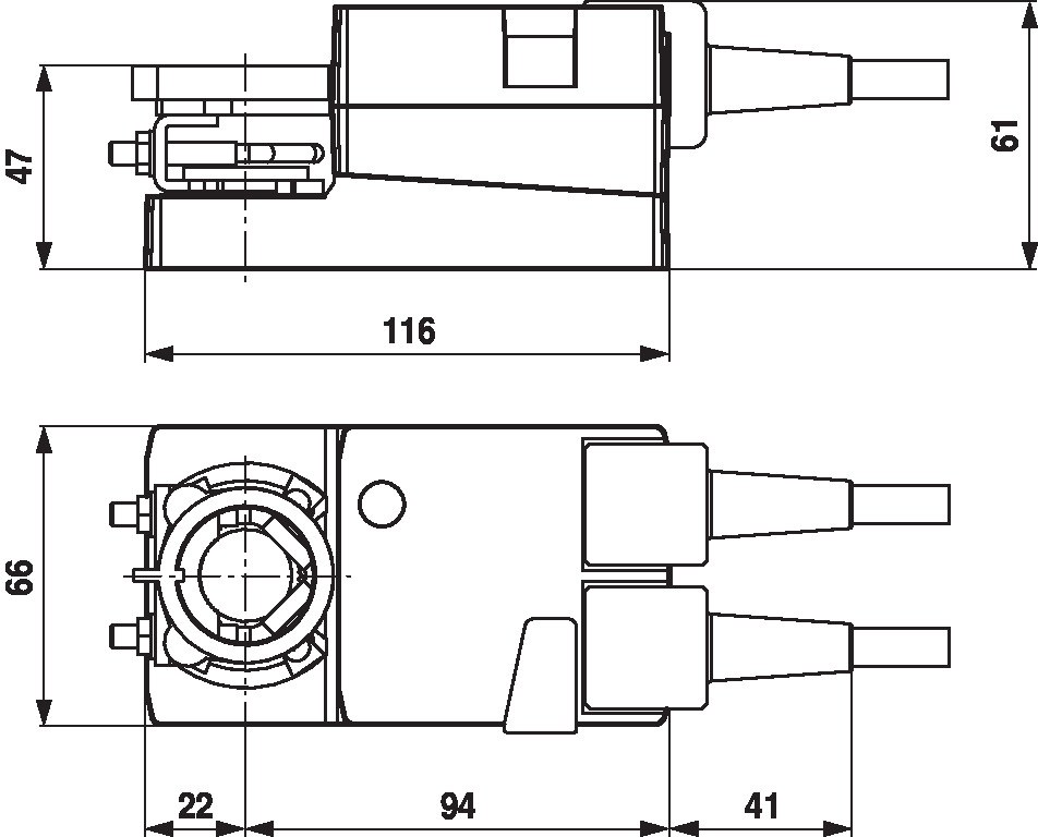 Габаритный чертёж Belimo LM24A-S